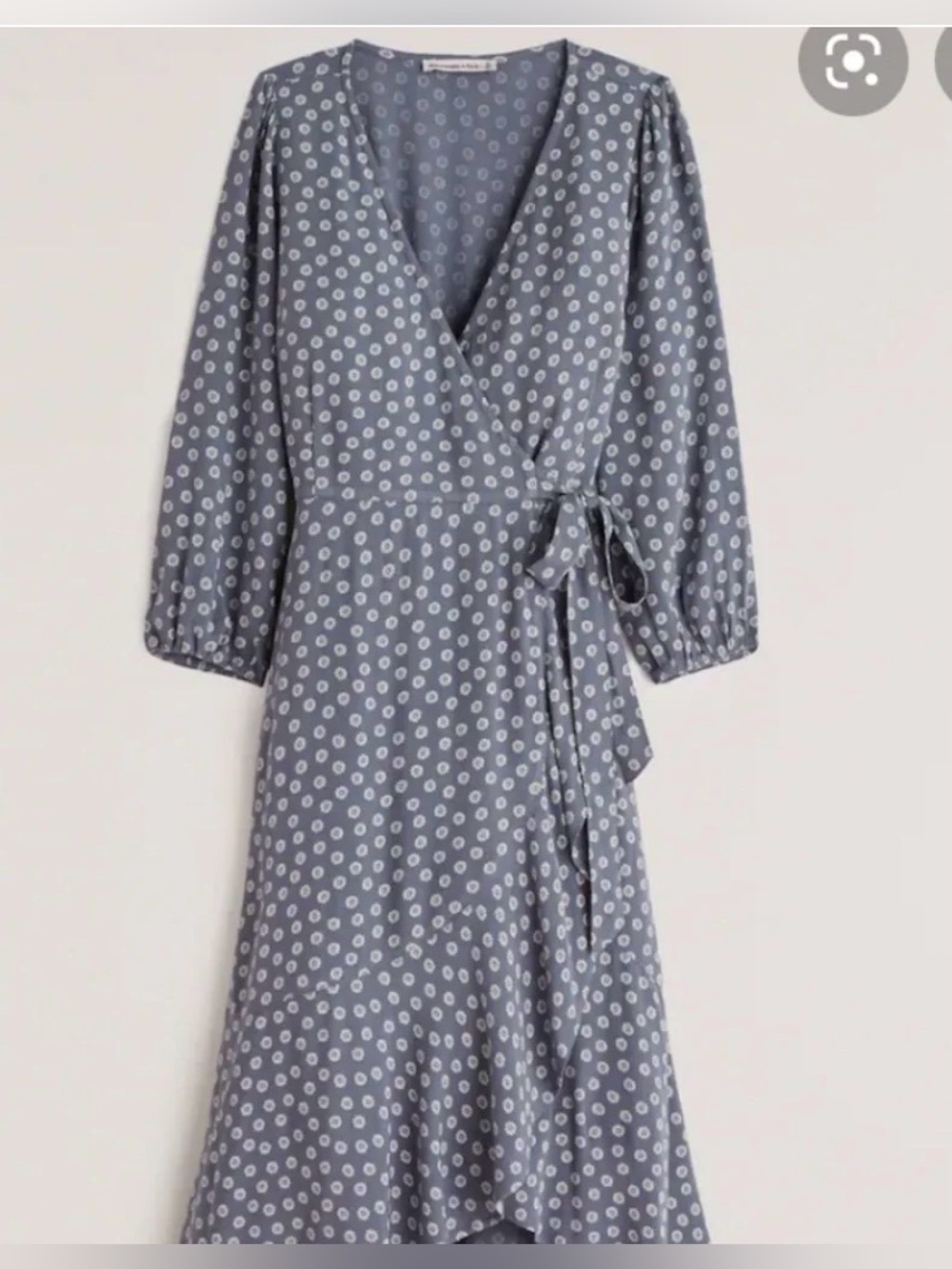 Abercrombie & Fitch Blue Dot Wrap Midi Dress